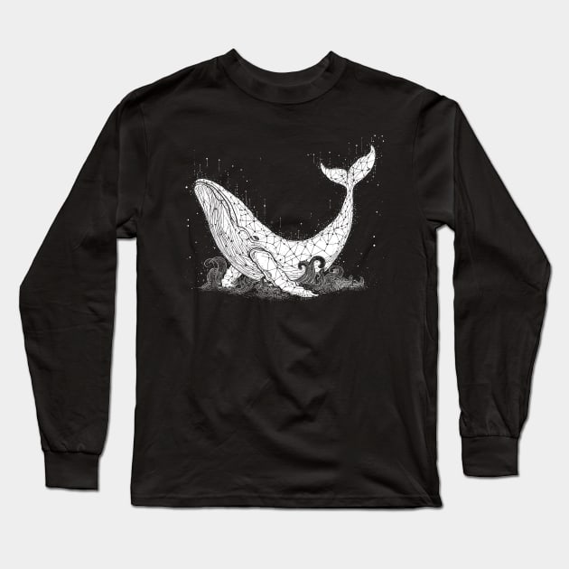 Cosmic whale - white Long Sleeve T-Shirt by PrintSoulDesigns